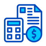 Document and calculator with money